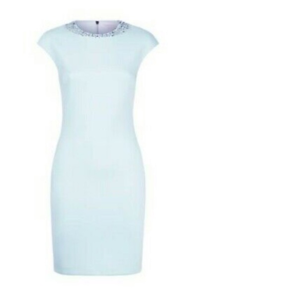 COPY - Ted Baker Mint Cocktail Dress w/ Jewels on Collar - Picture 1 of 9